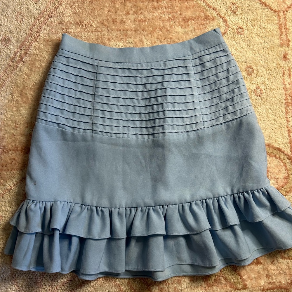 Showpo Light Blue Ruffle Hem Mini Skirt